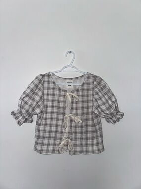 One of a kind hand made front tie top by moon folk
